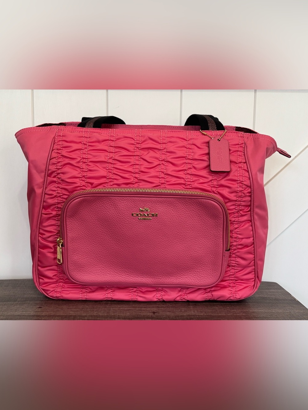 Coach Ruched Nylon Court Tote Bag